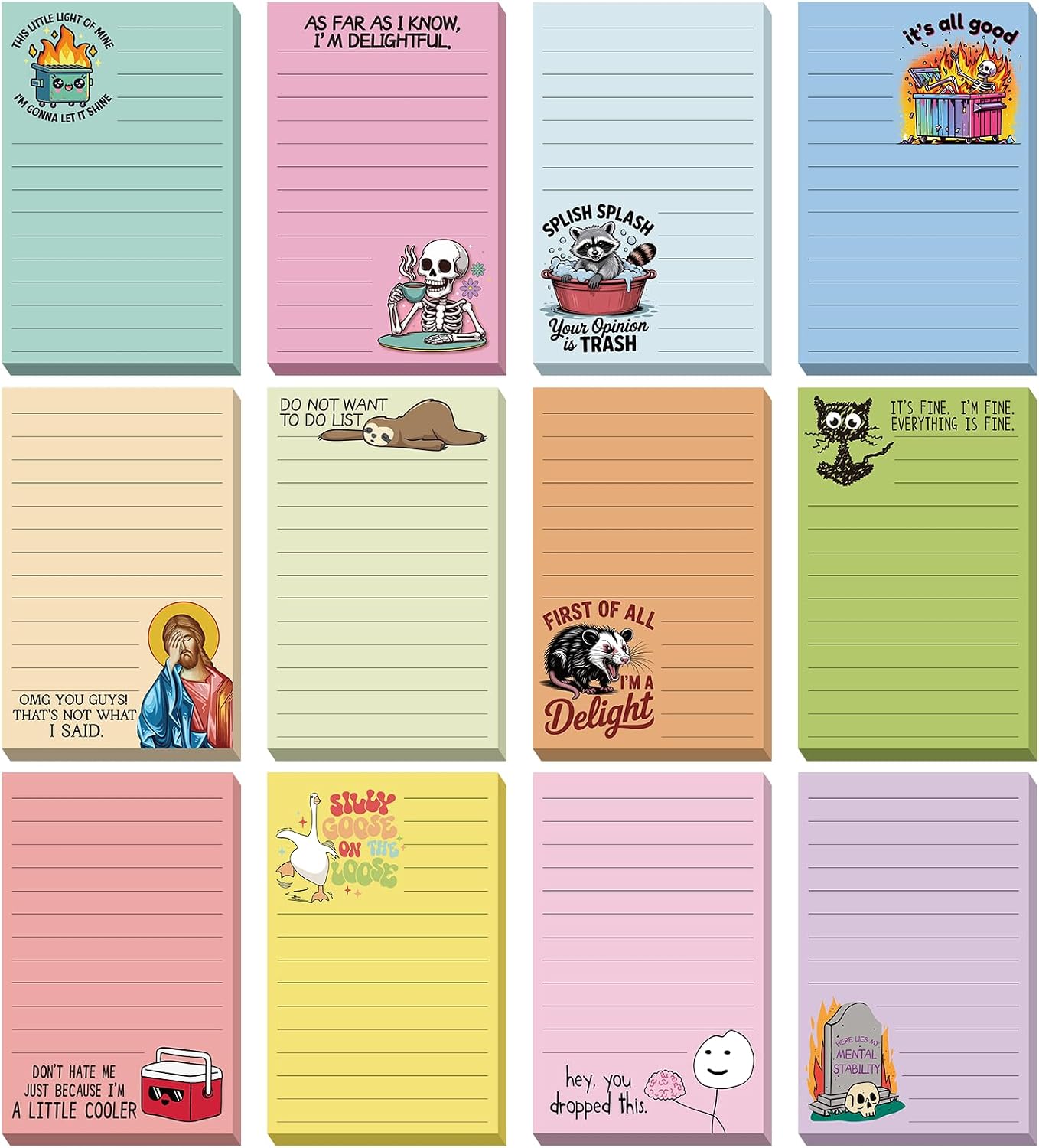 Saypacck 12 Pack Funny Notepads, 5 x 3'', Funny, Multicolor | Sarcastic Note Pads Memo, Desk Accessories, Fun Office Gifts for Coworkers Women Men Employee Teacher Boss Work Gifts - Image 10